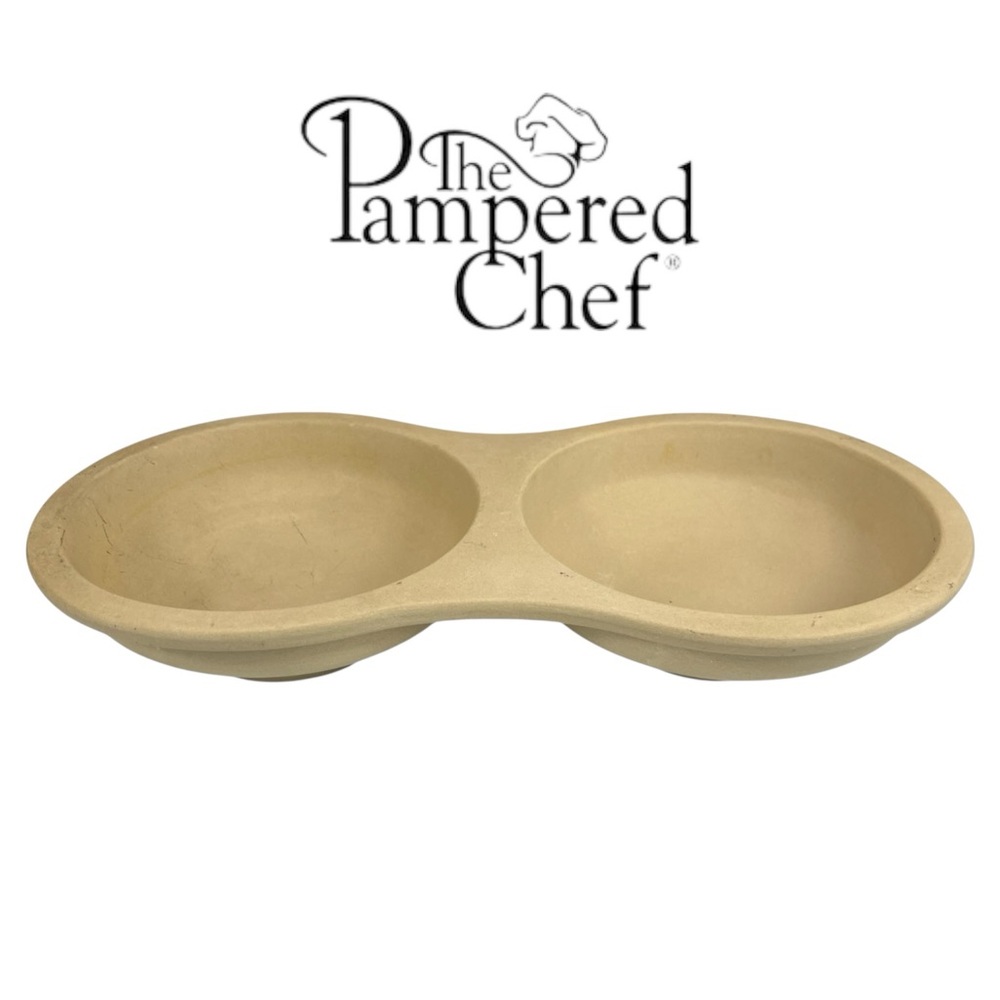 Pampered Chef Stoneware Microwave Egg Cooker #5132 2-Well Egg Poacher USA